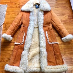 100% genuine leather vintage shearling coat
